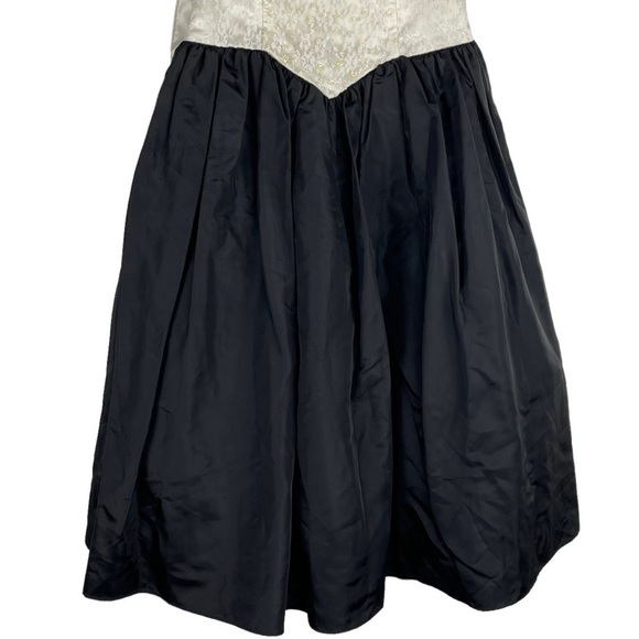 GUNNE SAX VINTAGE STRAPLESS SWEETHEART BASQUE WAIST BOW BACK 80S PROM DRESS - Picture 5 of 13